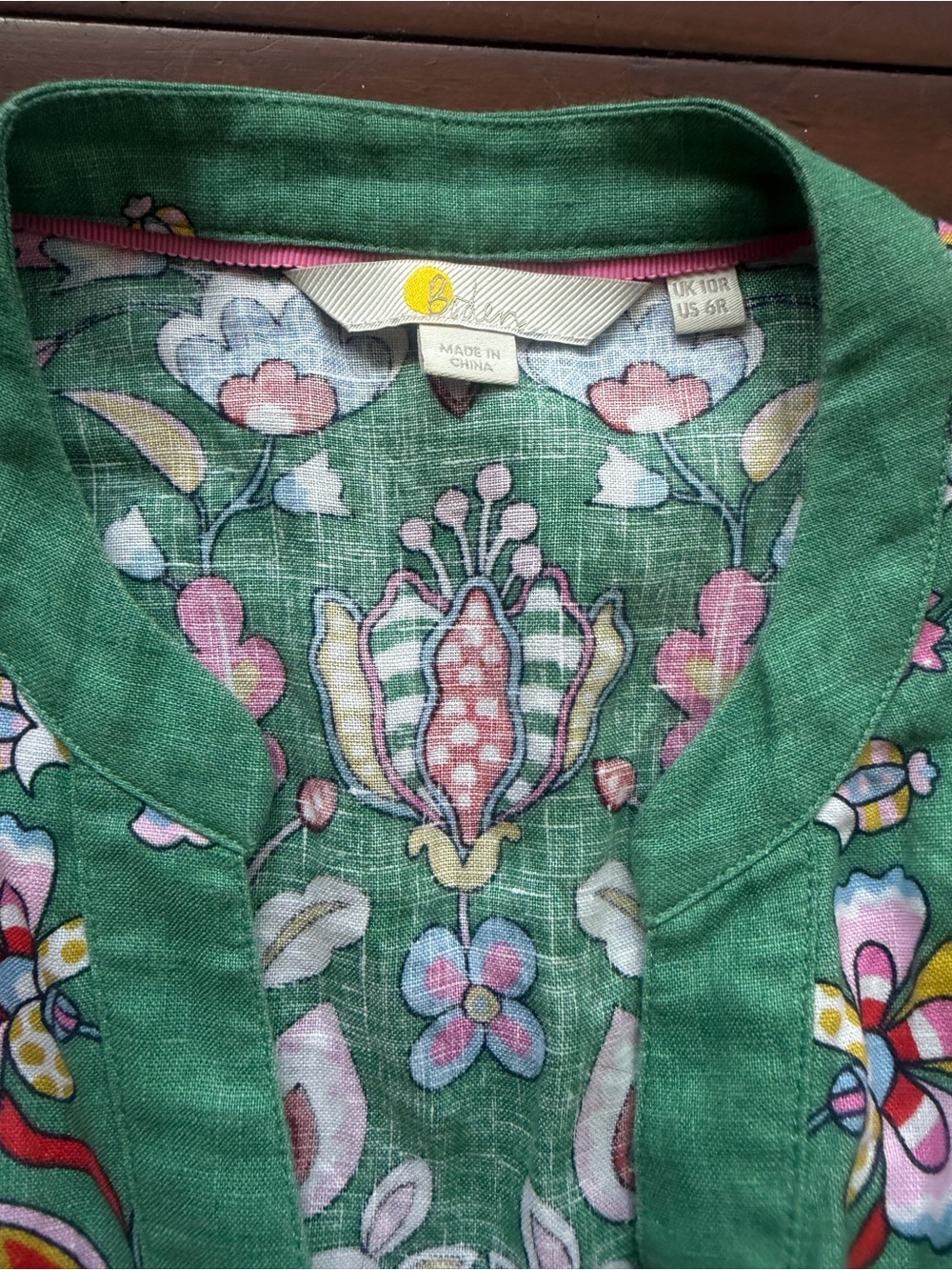Boden Green Floral-Embroidered Midi Dress 100% Linen - Picture 2 of 10